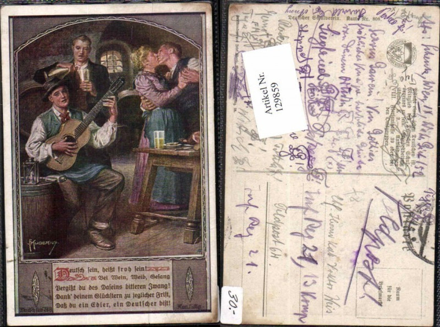 129859,Dt. Schulverein 808 F. Kuderna Wein Kuss Gesang Gitarre Bierfass