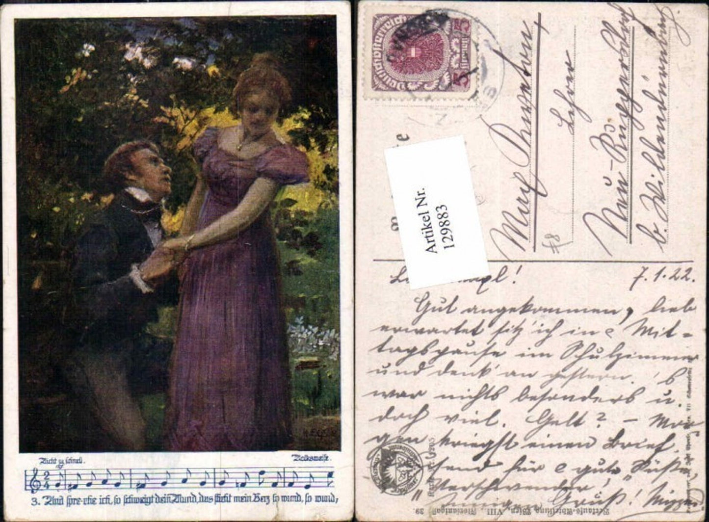 129883,Dt. Schulverein 1205 Liebespaar Paar Kleid Frau