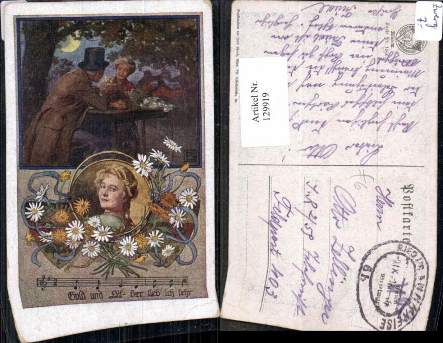 129919,Dt. Schulverein 1066 Mond Zylinder Hut Paar