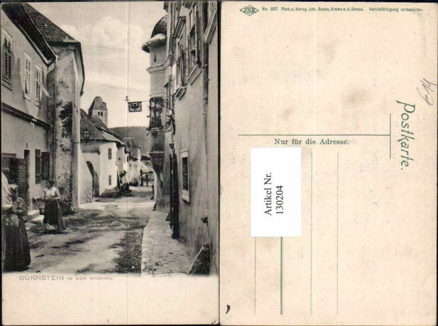130204,Dürnstein in der Wachau Strassenansicht im Ort 1910