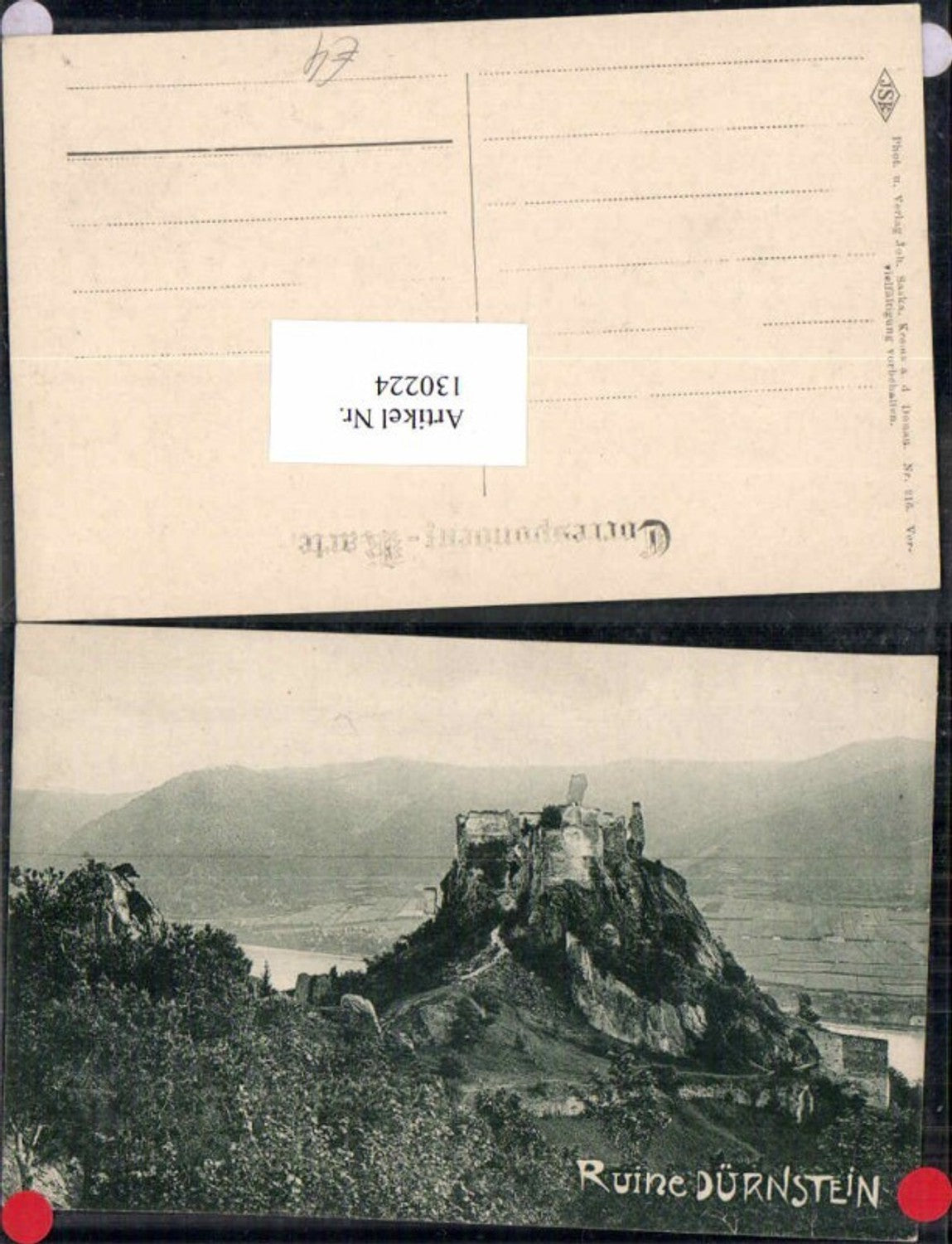 130224,Dürnstein in der Wachau Donau Ruine 1900