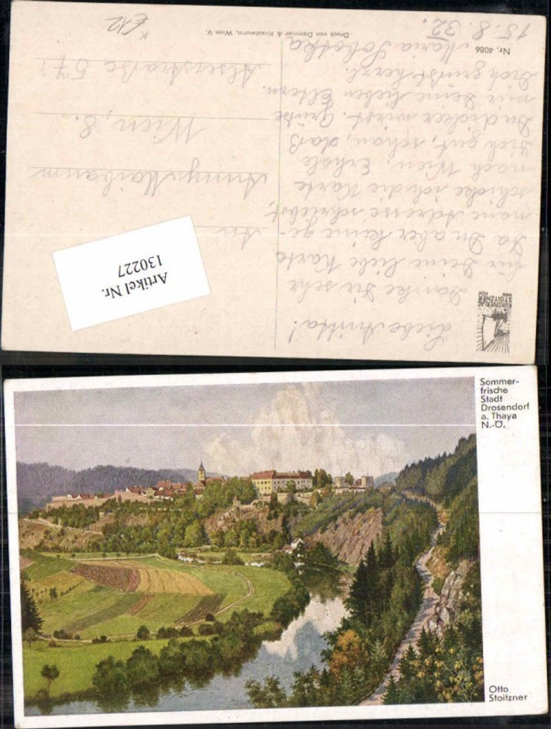 130227,Sommerfrische Drosendorf a.d. Thaya Otto Stoitzner sign.