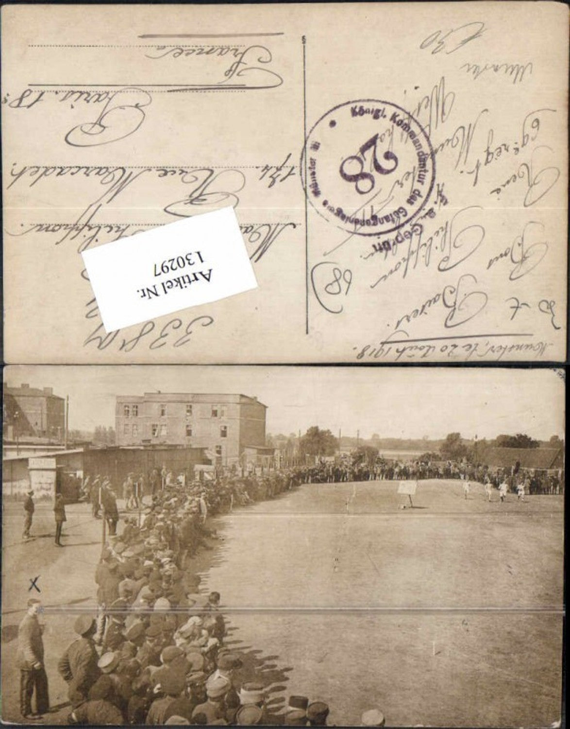 130297,Seltene FotoAK Munster Munsterlager Örtze Sport Wettkampf Soldaten 1918 Gefangenenlager Feldpost