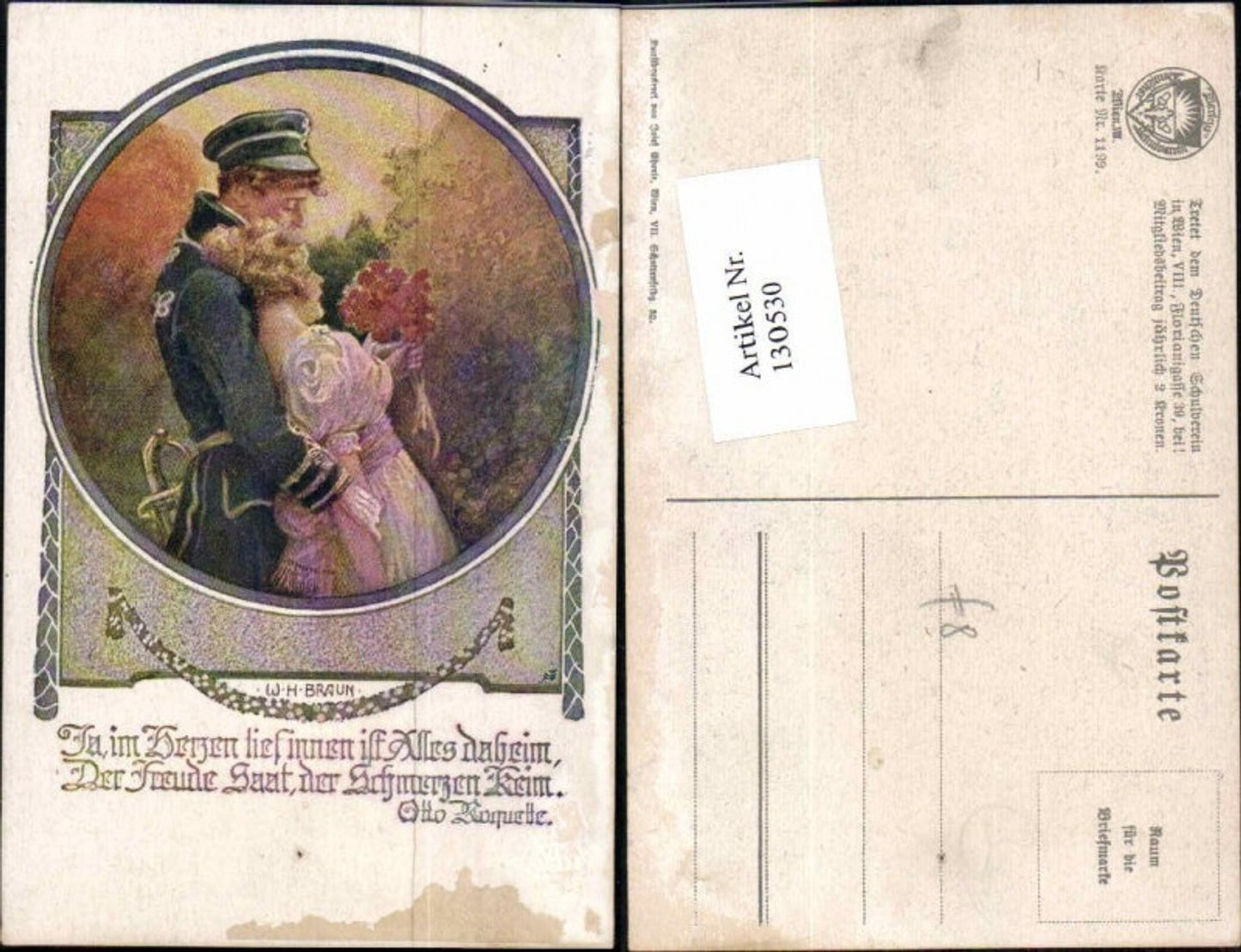 130530,Dt Schulverein 1199 W.H. Braun Studentica Studentika Frau Blumen