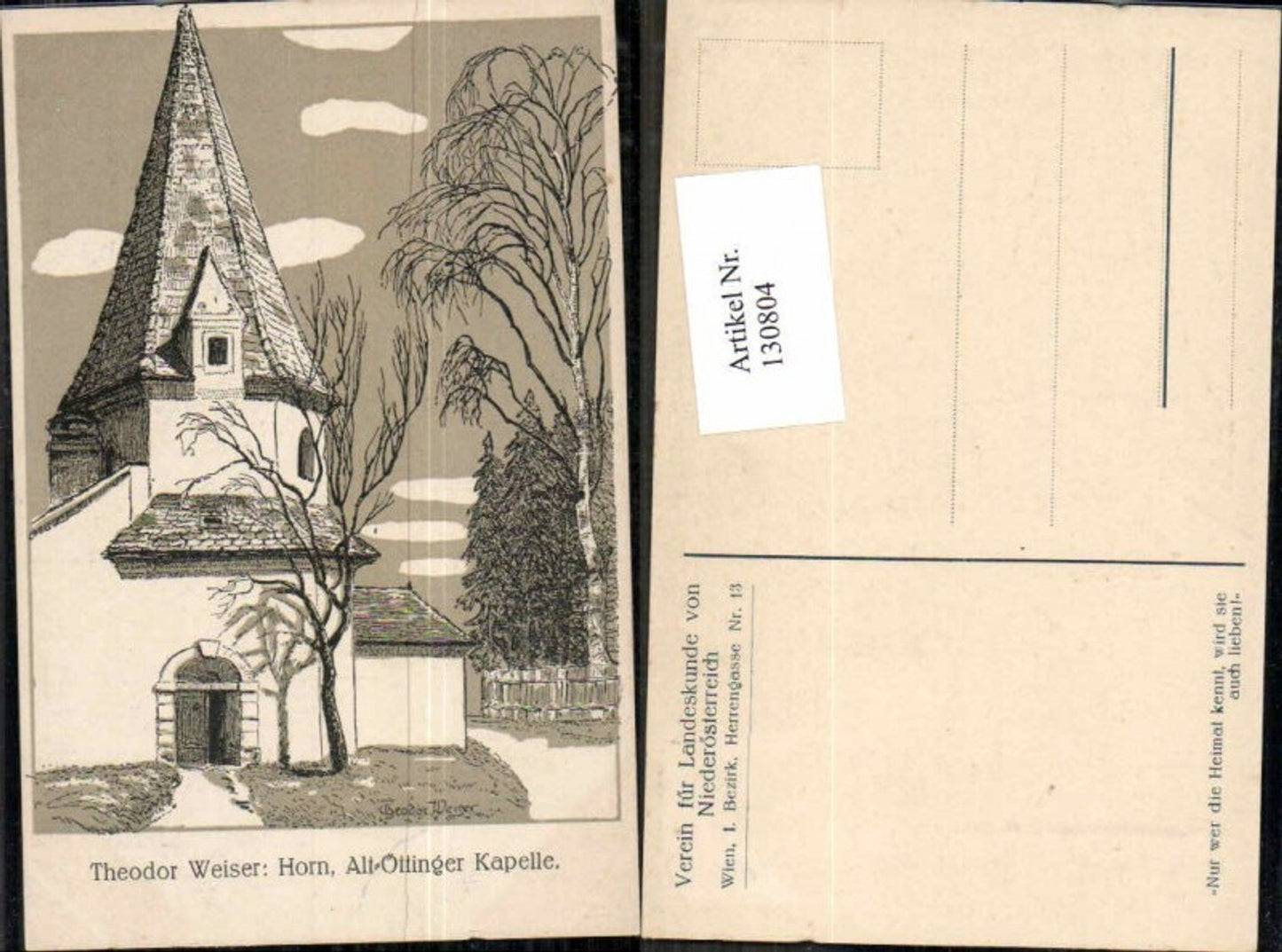 130804,Horn Alt Öttinger Kapelle Theodor Weiser sign. Verein f. Landeskunde NÖ