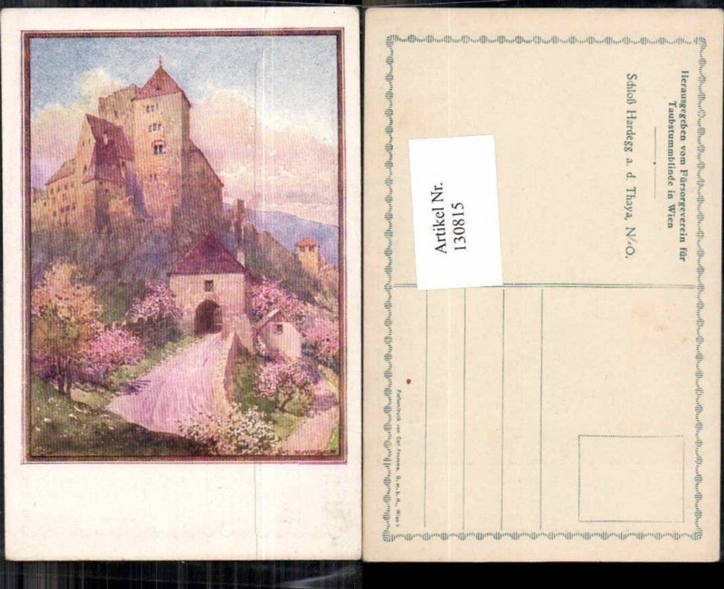 130815,Schloss Hardegg a.d. Thaya R. Moser sign. Taubstummblinde Fürsorge