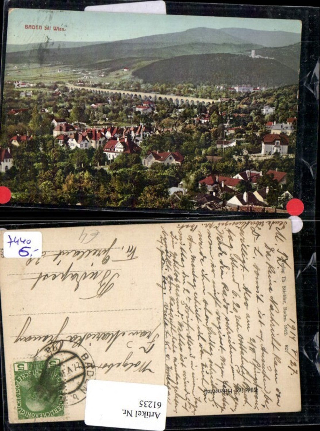 61235, Baden near Vienna, Panorama view into the Helenental valley, 1927