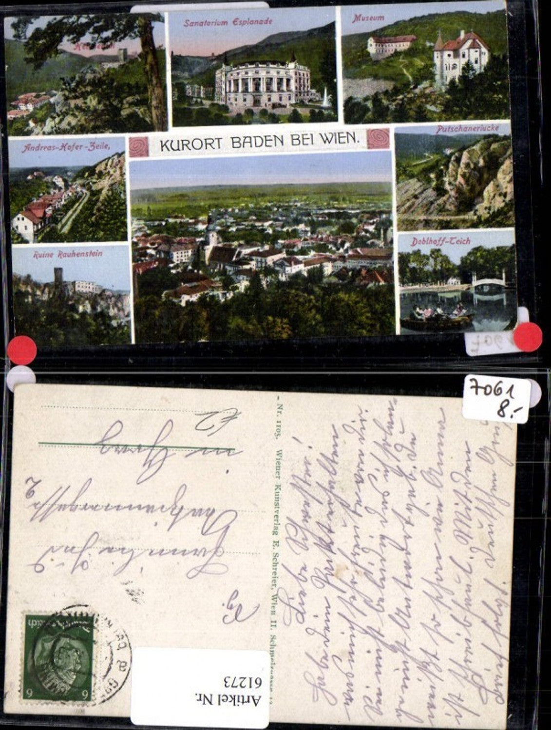 61273,Kurort Baden b. Wien Sanatorium Esplanade Museum Putschanerlucke Doblhoff Teich Helental