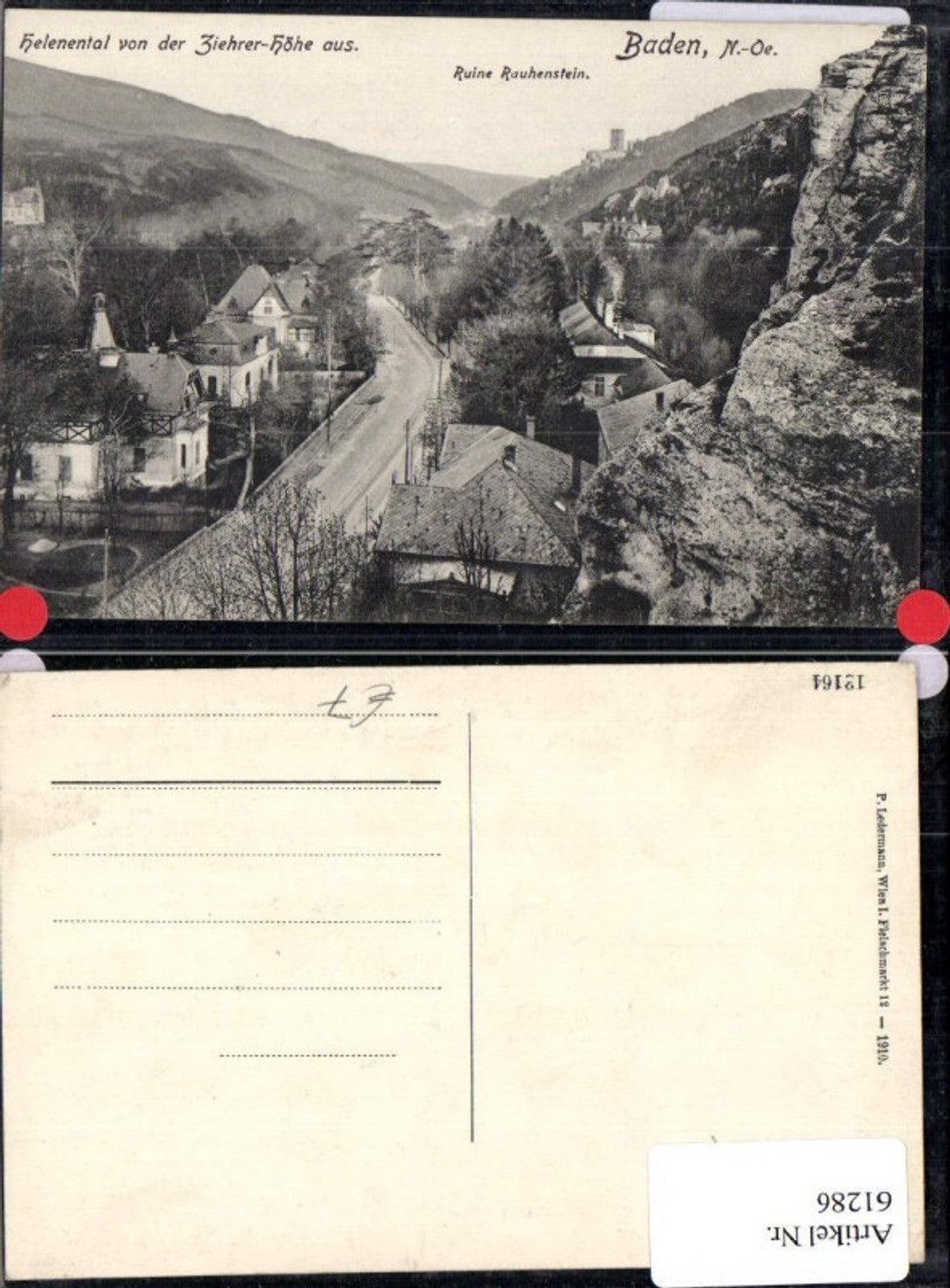 61286,Helenental v. d. Ziehrer Höhe aus Ruine Rauhenstein Baden b. Wien