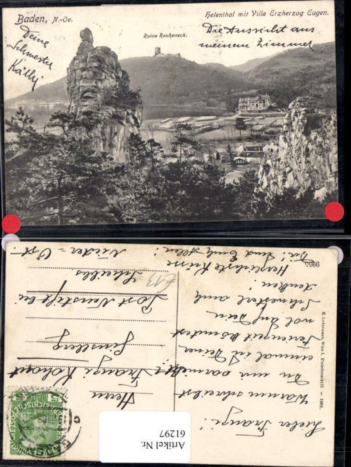 61297,Helenethal Villa Erzherzog Eugen Runie Rauhenck Baden b. Wien