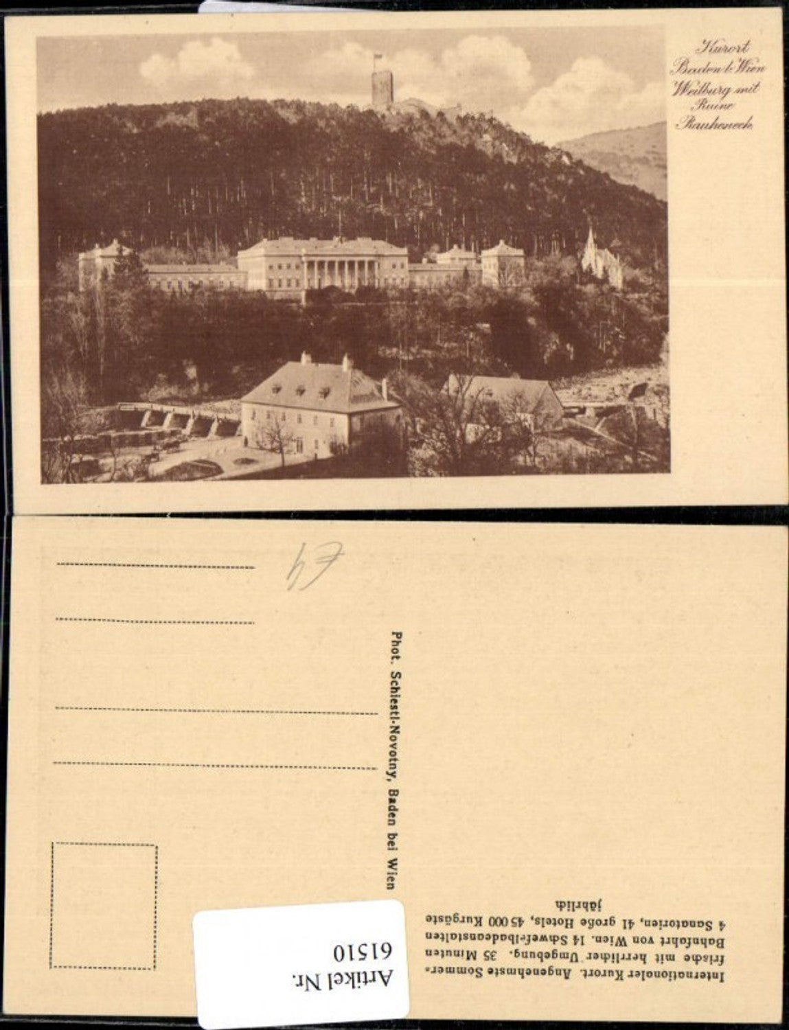 61510,Kurort Baden b. Wien Weitbrug mit Runie Rauheneck