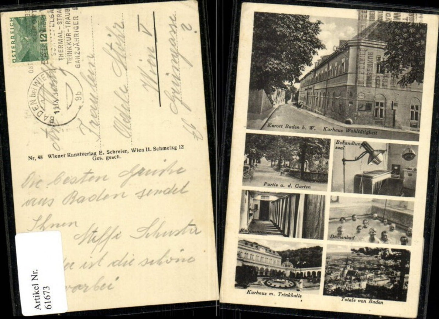 61673, Kurhaus Trinkhalle Damenband Kabinenraum Garten Behandlungsaal Total Baden