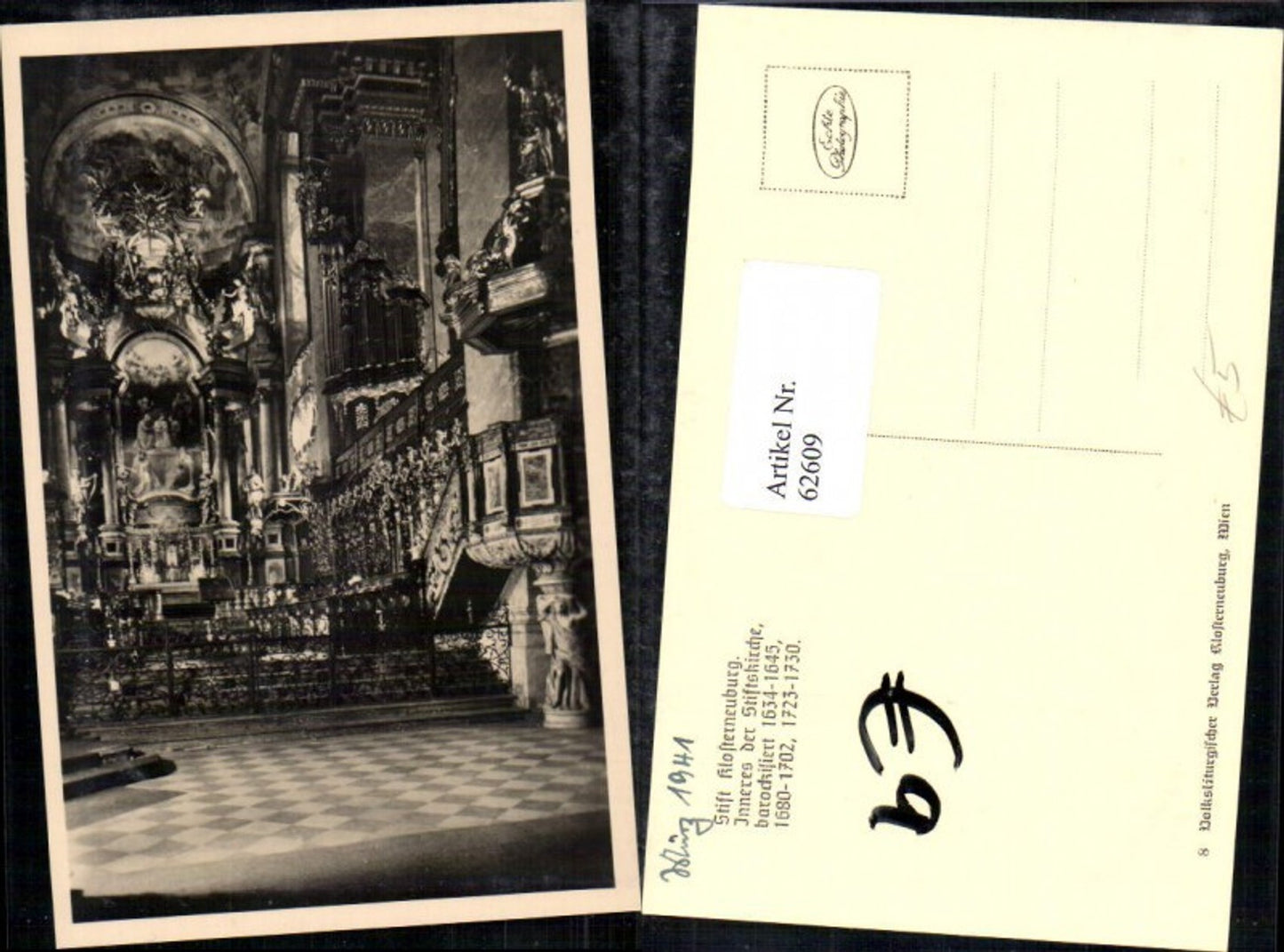 62609,Foto AK Stift Klosterneuburg Inneres der Stiftskirche