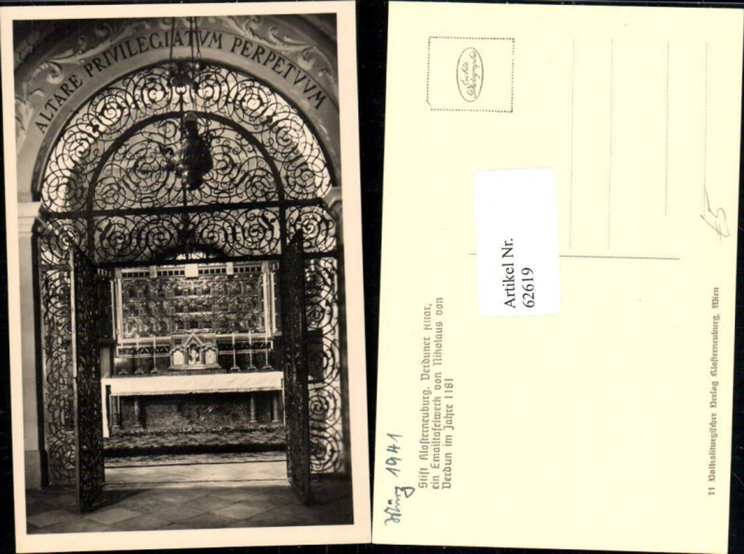 62619,Foto AK Stift Klosterneuburg Altar im Jahre 1181