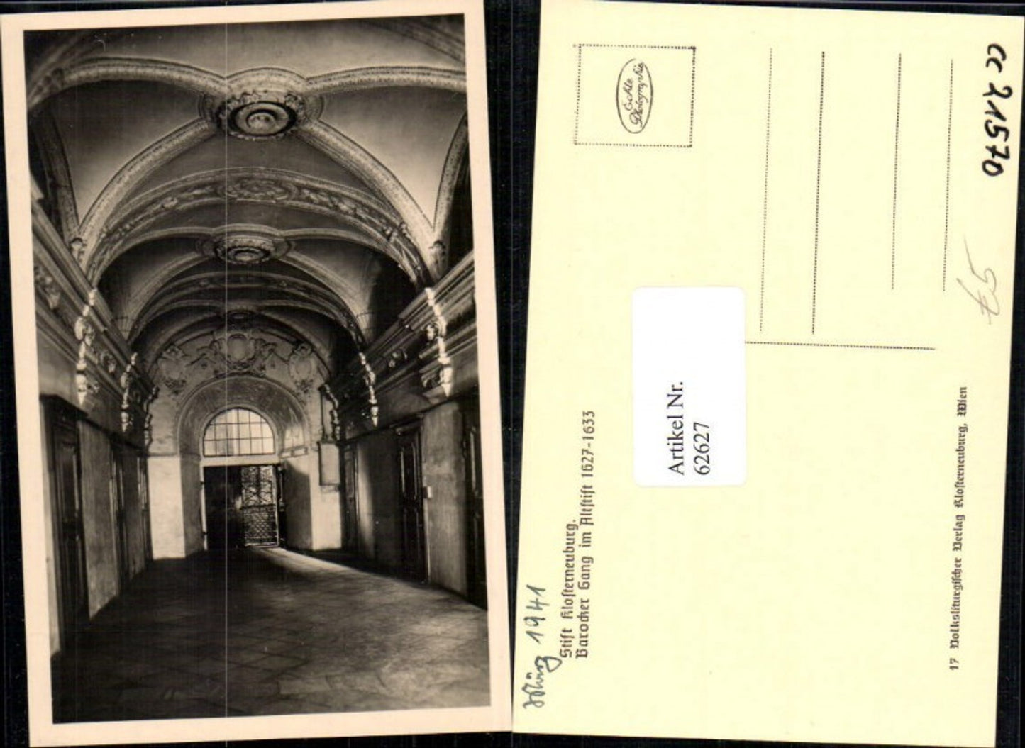 62627,Foto AK Stift Klosterneuburg Barocker Gang im Altstift 1627-1633