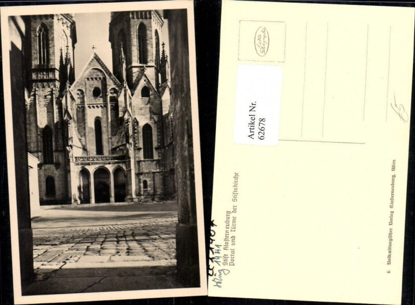 62678,Foto AK Stift Klosterneuburg Portal und Türme der Stiftskirche