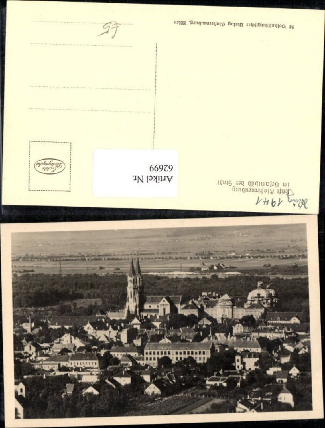 62699,Foto AK Stift Klosterneuburg im Gesamtbild der Stadt