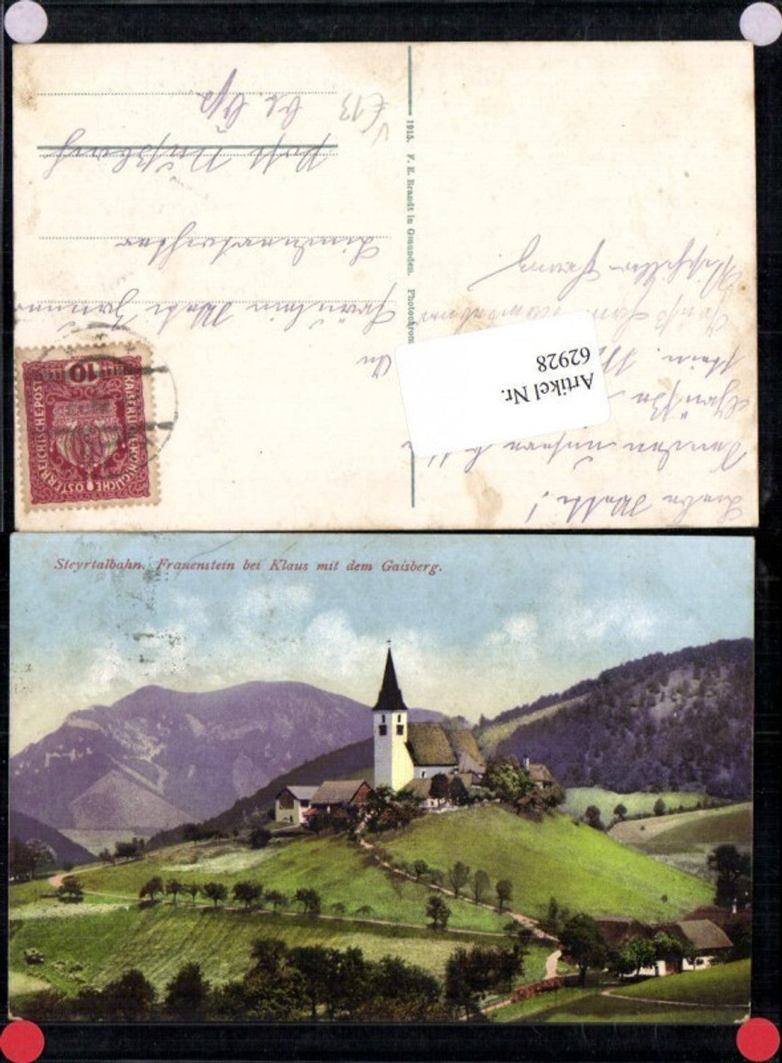 62928,Steyrtalbahn Frauenstein bei Klaus mit dem Gaisberg pub F.E. Brandt 1395