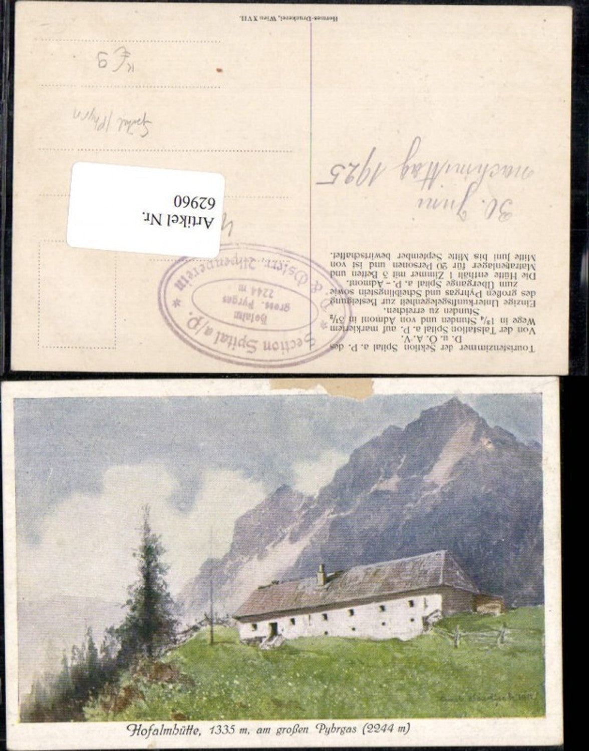 62960,Künstlerkarte Ernst Havlicek Hofalmhütte bei Spital am Phyrn