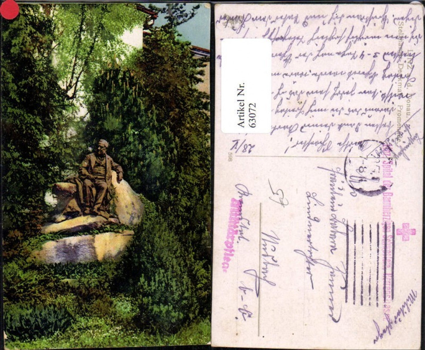 63072,Linz a.d. Donau Stelzhamer Denkmal Promenade
