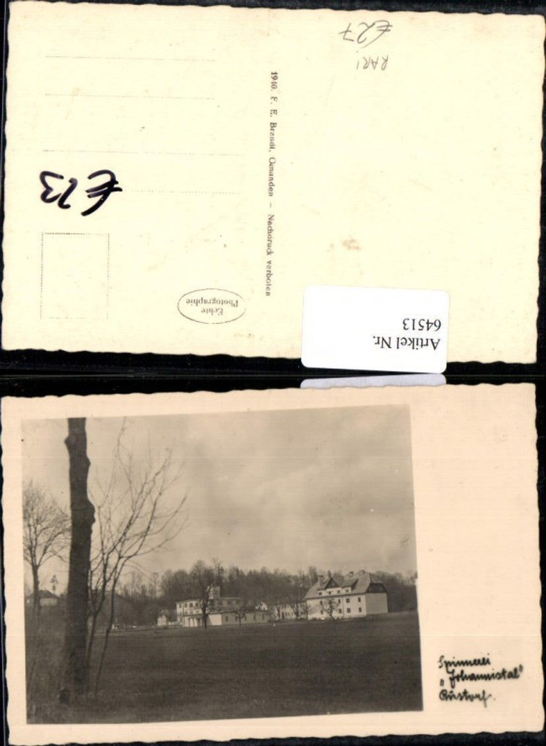 64513,Foto AK Spinnerei Rüstorf Johannistal Johannisthal seltene Karte