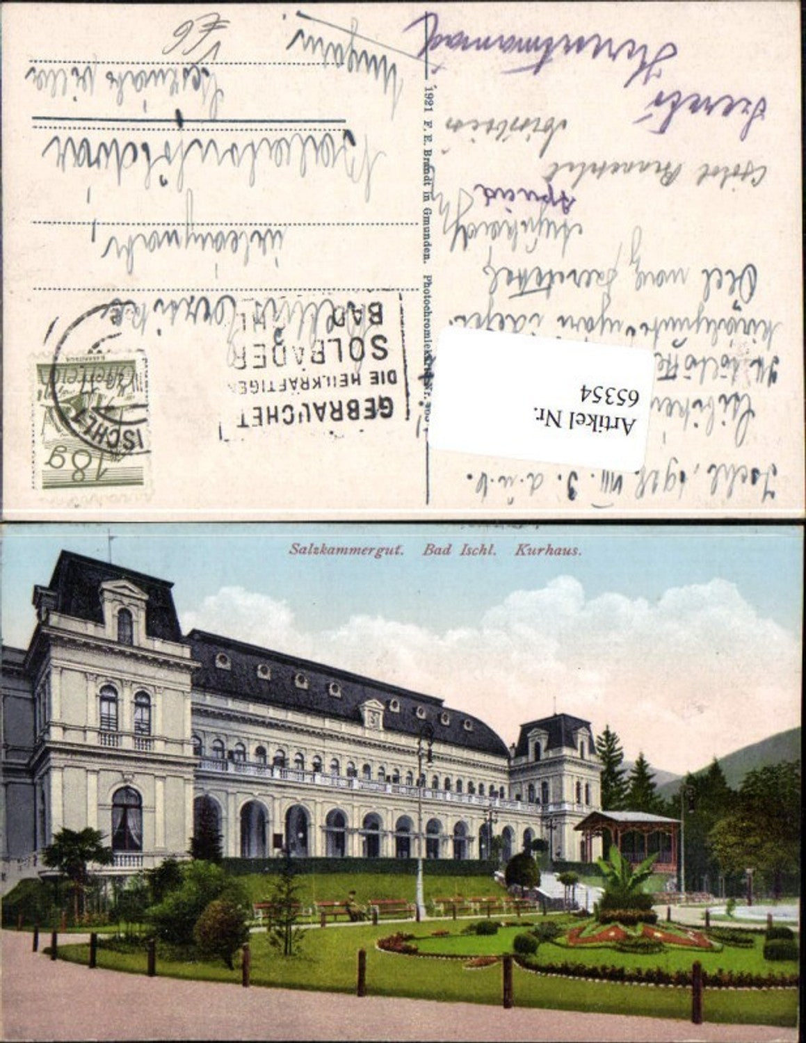 65354,Bad Ischl im Salzkammergut Kurhaus Detailansicht pub F.E. Brandt 463