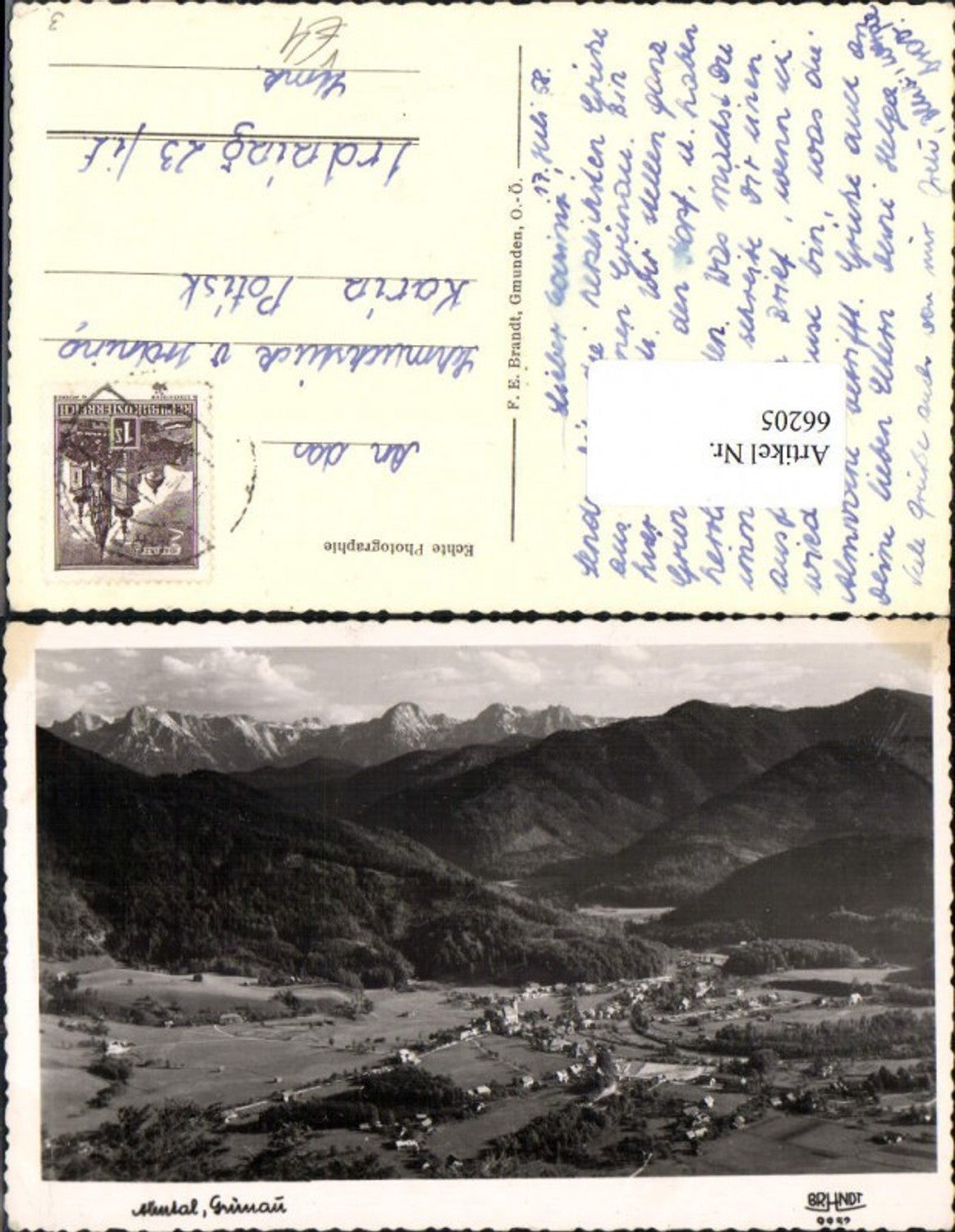 66205,Almtal Grünau Tolle Ortsansicht pub Brandt 0059