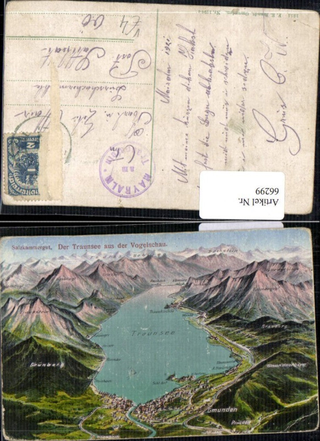 66299,Traunsee aus Vogelschau Gmunden Ebensee Salzkammergut Brandt 1296