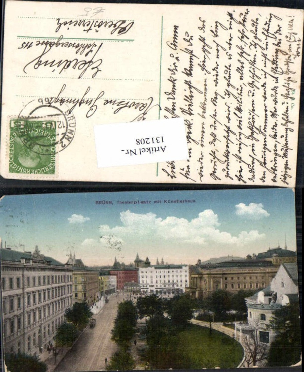 131208,Brünn Brno Theaterplatz Künstlerhaus 1915