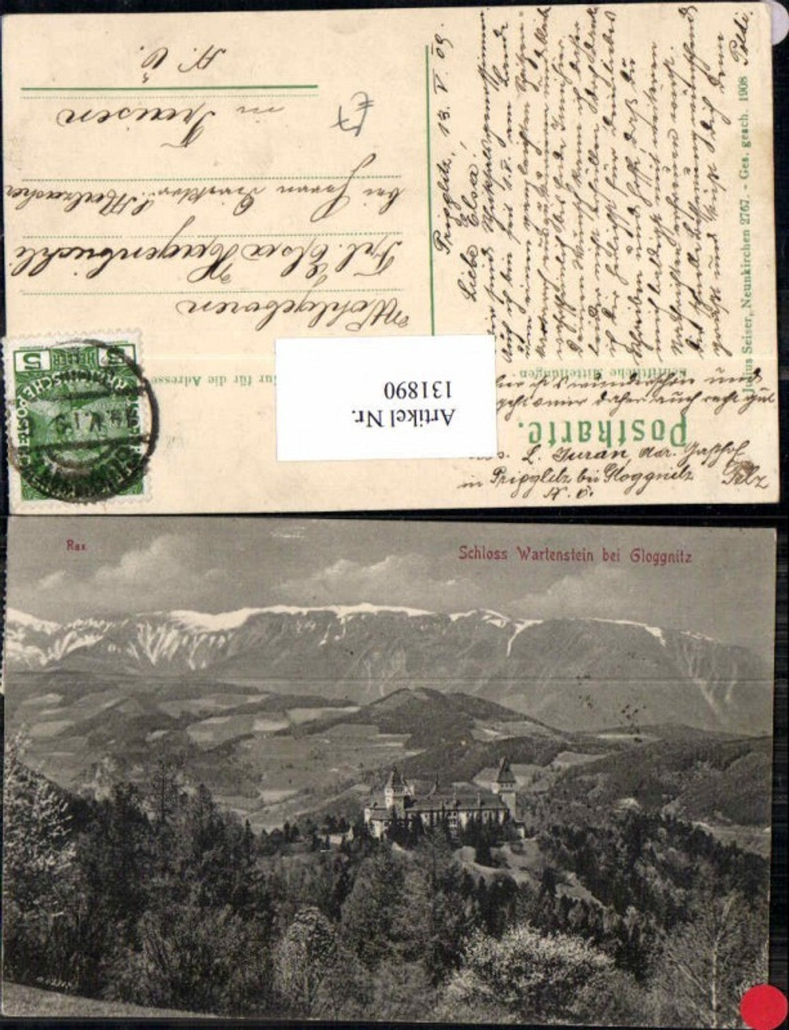 131890,Schloss Wartenstein bei Gloggnitz 1908