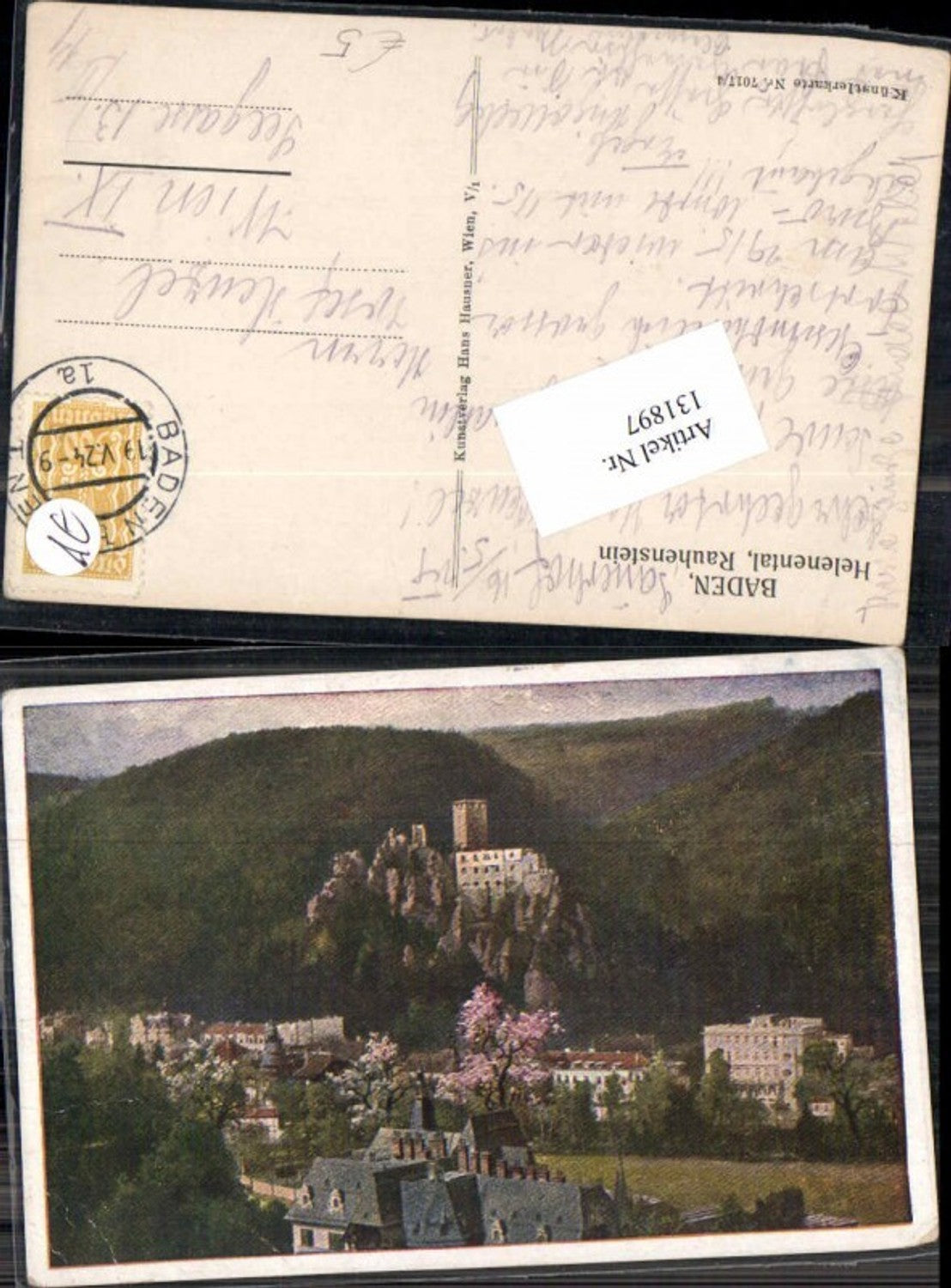 131897,Baden bei Wien Helenental Rauhenstein Künstlerkarte 7017-4 pub Hausner