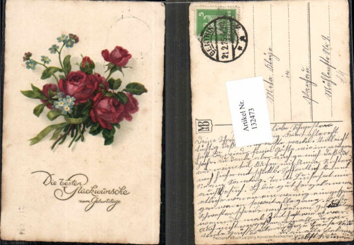 132473,Meissner & Buch Leipzig 2632 Geburtstag Rosen Blumen