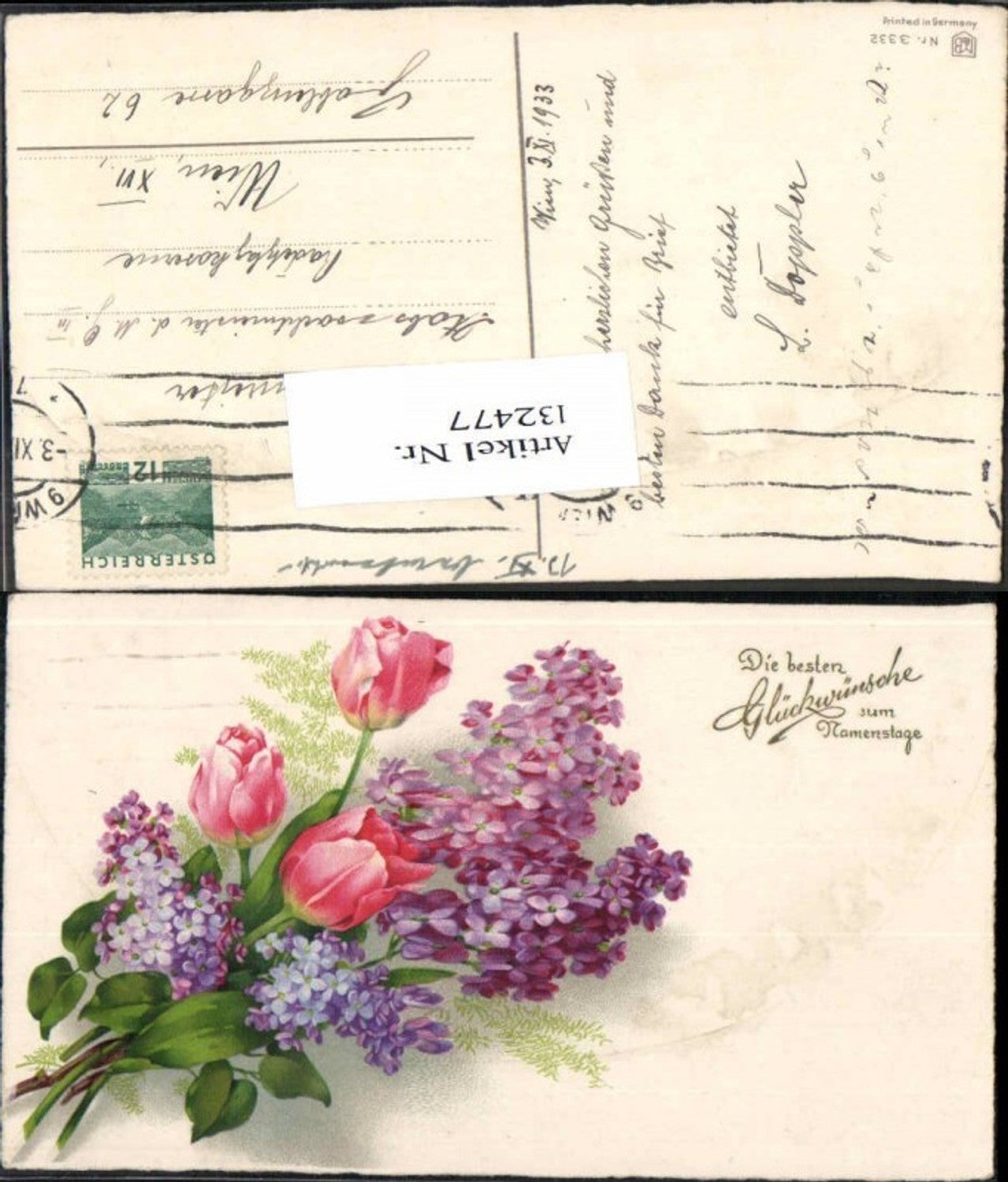 132477,Meissner & Buch Leipzig 3332 Namenstag Tulpen Blumen