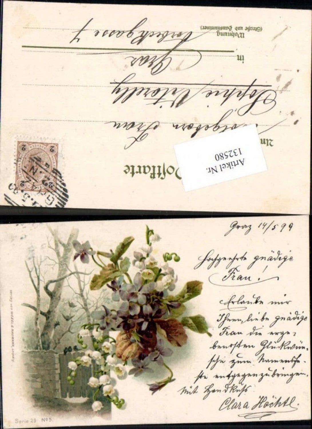 132580,Litho Blumen 1899 pub Wezel / Naumann Serie 29-5