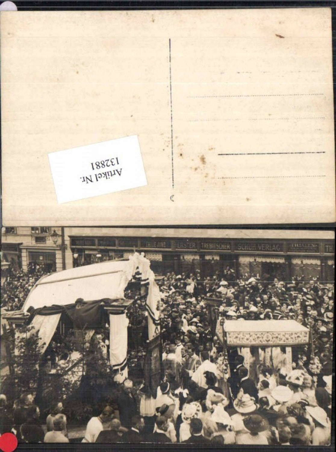 132881,FotoAK Mödling Platz m. Menschenmasse Tausendjahrfeier Geschäfte