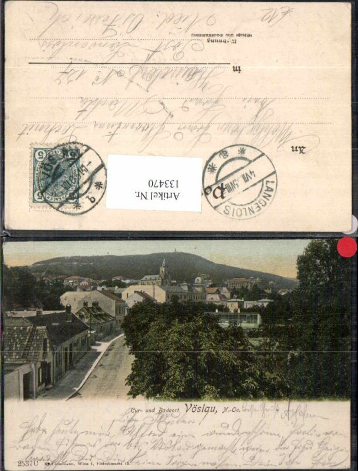 133470,Partie aus Vöslau m. Strassenansicht 1905