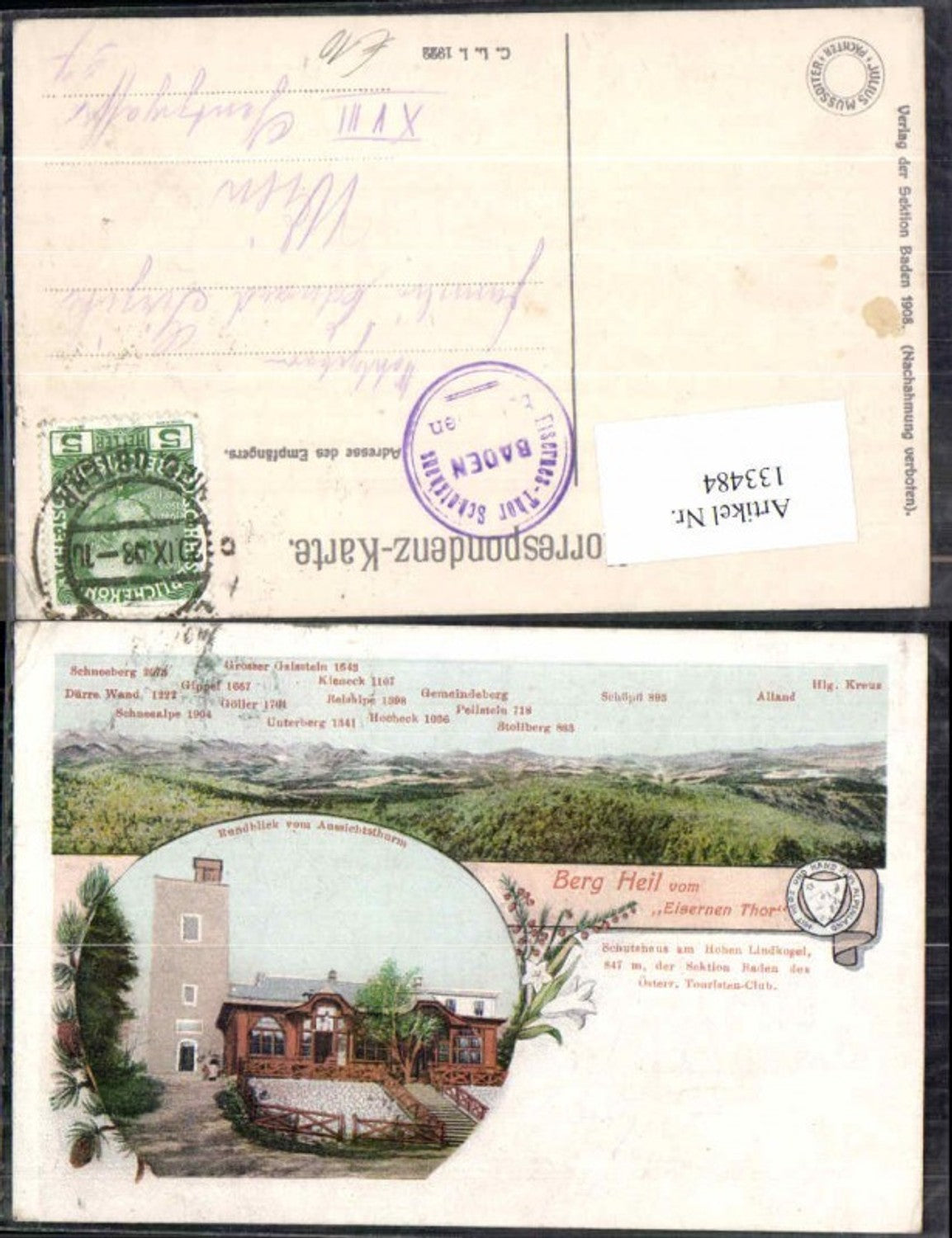 133484,Litho Berg Heil Aussichtsturm Baden