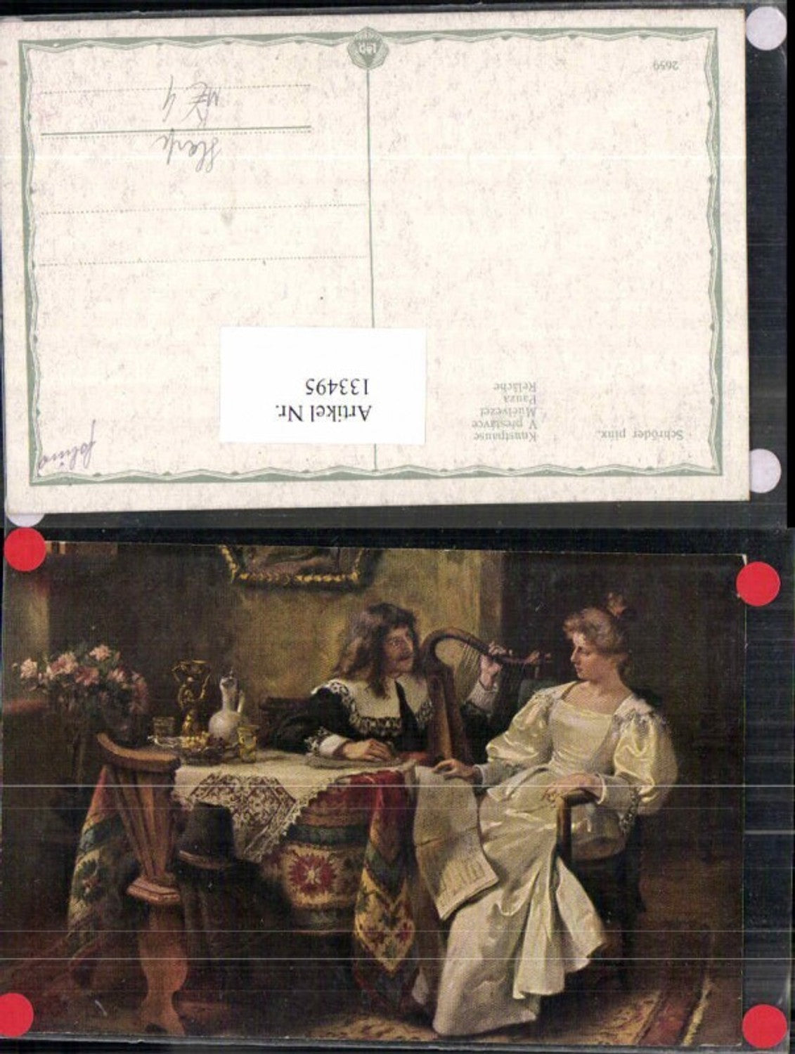 133495,SChröder Mann mit Harfe und Frau Kunstpause