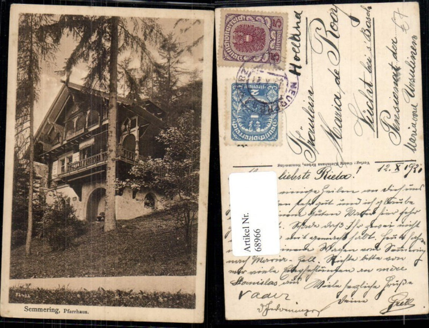 68966,Semmering Pfarrhaus Detailansicht