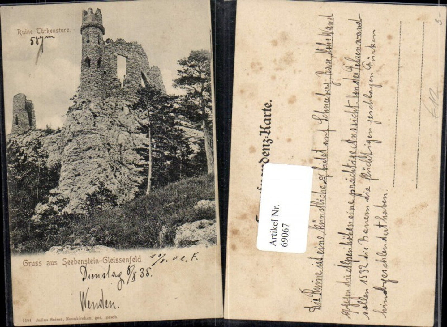 69067,Gruß aus Seebenstein Gleissenfeld Ruine Türkensturz