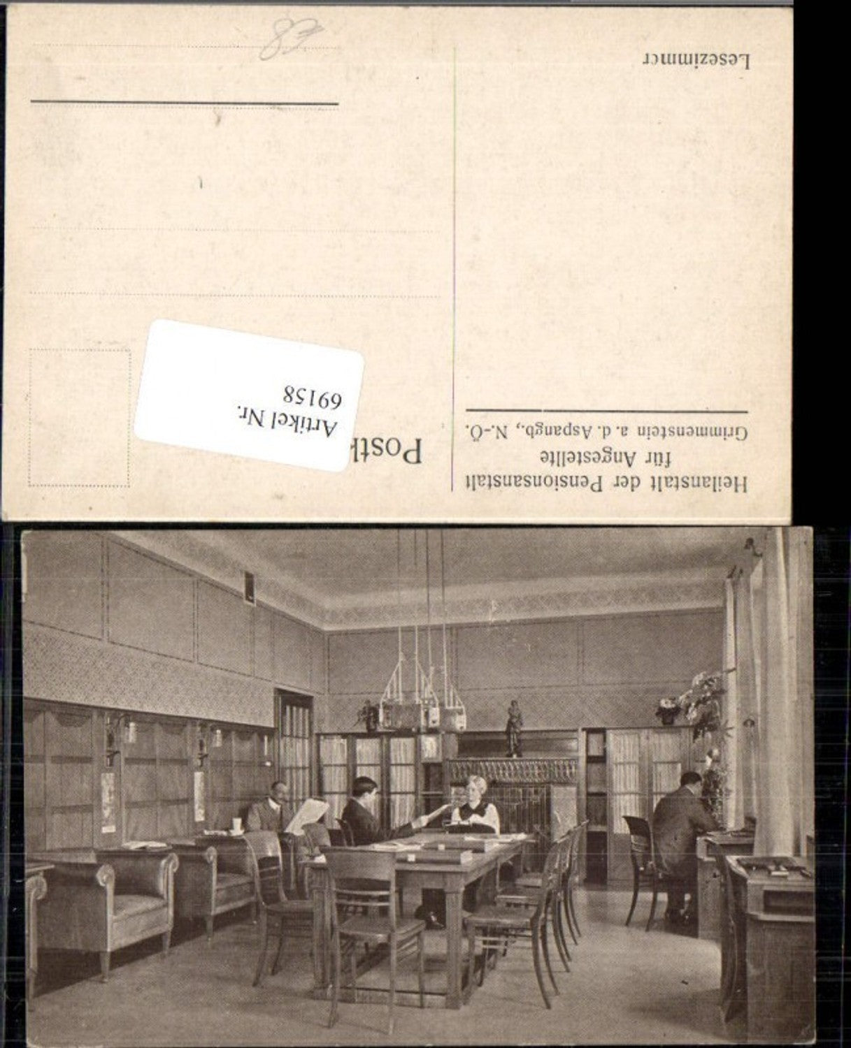 69158,Foto AK Lesezimmer d. Heilanstalt Grimmenstein a.d. Aspangbahn