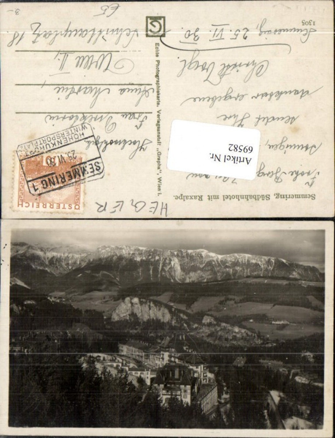 69582,Foto AK Südbahnhotel mit Rax Reichenau