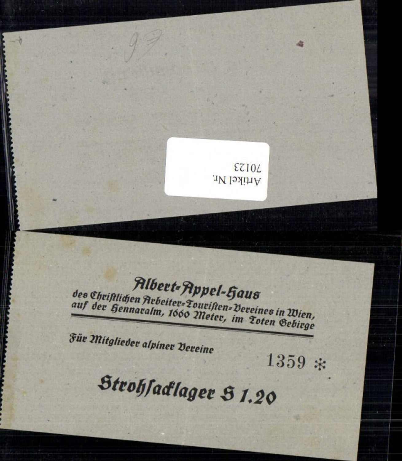 70123,Albert Appel-Haus auf der Hennaralm bei Spital am Phyrn Preisbeleg