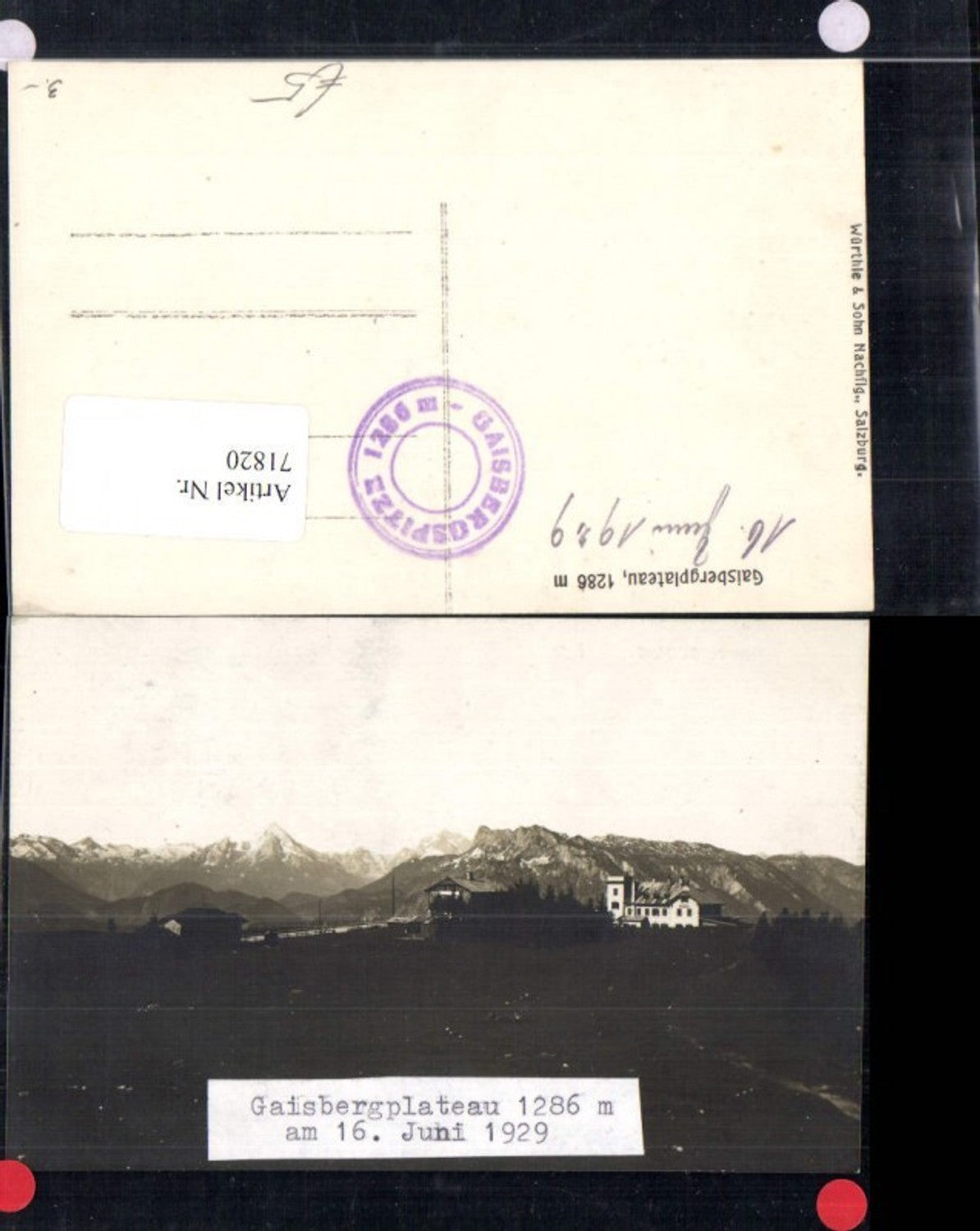 71820,Gaisbergplateau am 16.6.1929 bei Salzburg