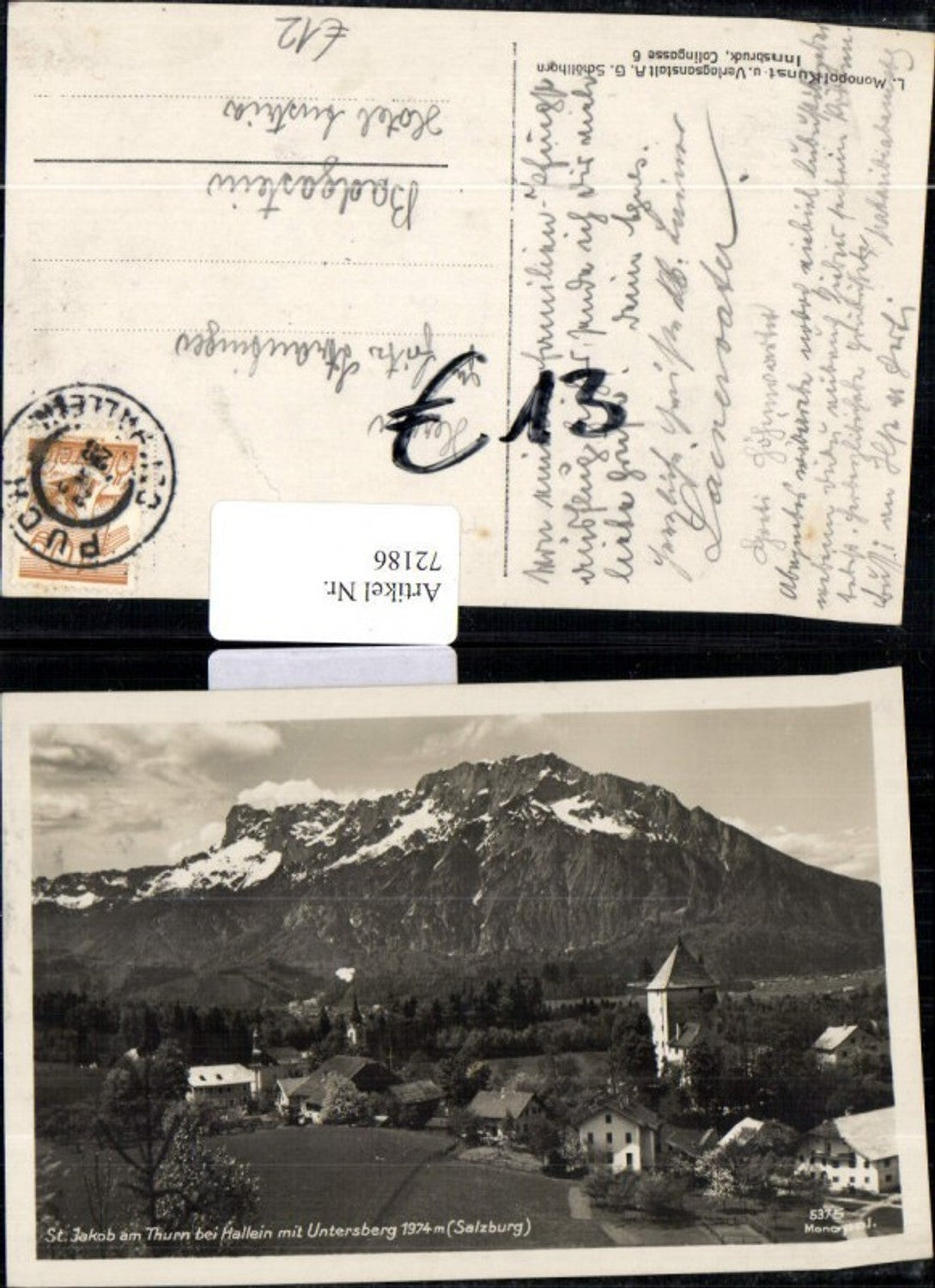 72186,St. Jakob am Thurn bei Hallein mit Untersberg Orstansicht