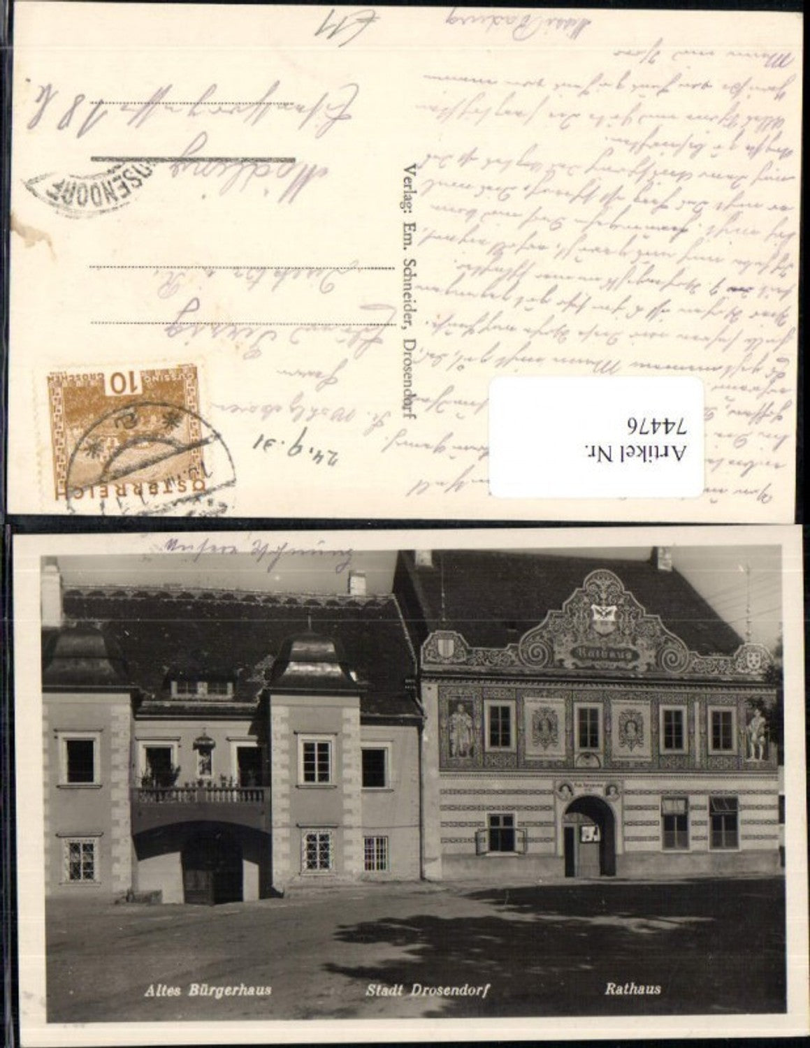 74476,Stadt Drosendorf a.d. Thaya Altes Bürgerhaus Rathaus Detailansicht bei Zissersdorf