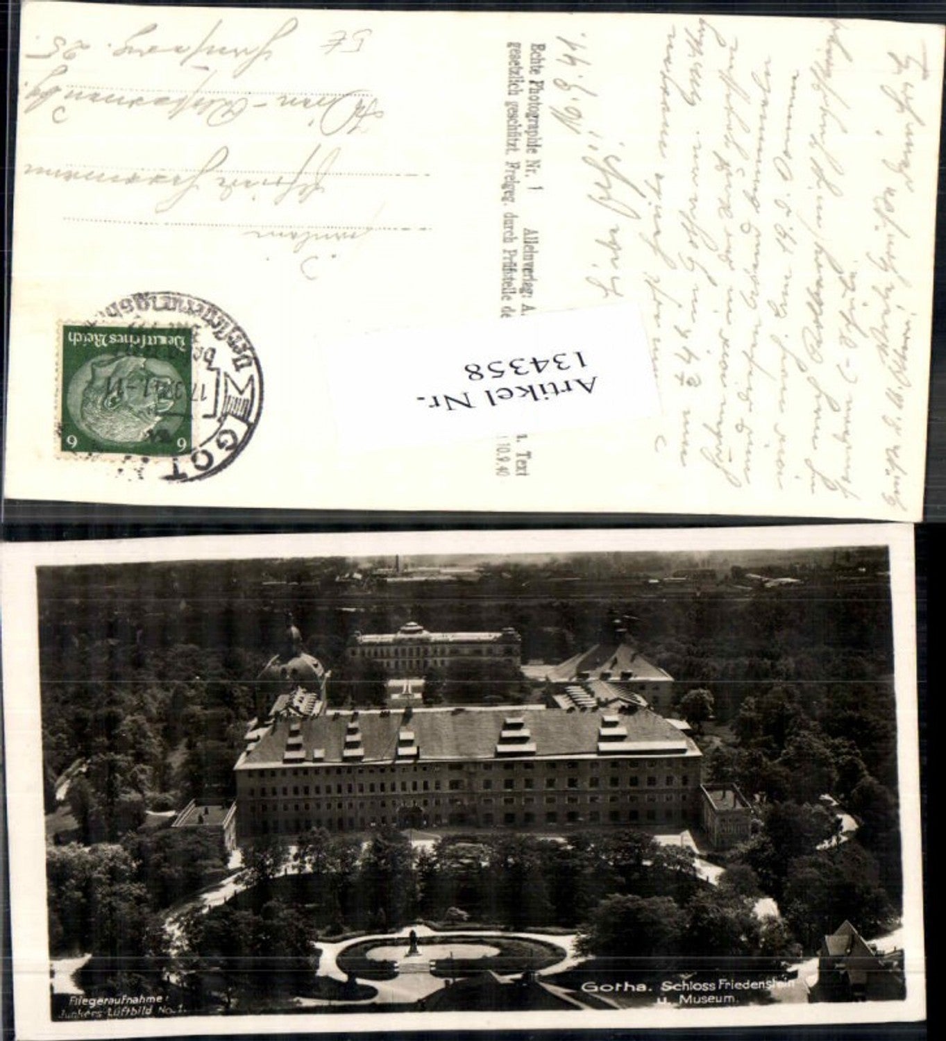 134358,Fliegeraufnahme Gotha Friedenstein Junkers Luftbild 1