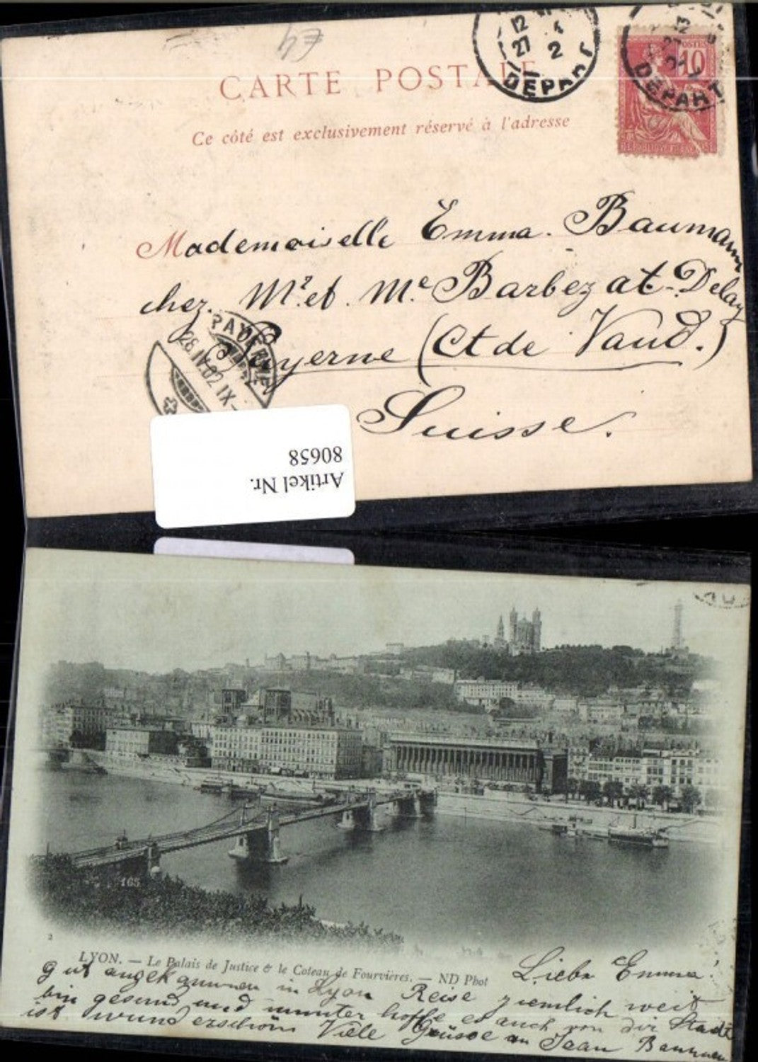 80658,Lyon Le Palais de Justice Le Coteau de Forvieres Nd Phot Brücke
