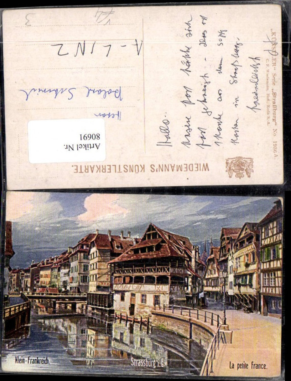 80691,Klein Frankreich Strassburg i. E La petit France Künstlerkarte pub C.F. Wiedemann 1936