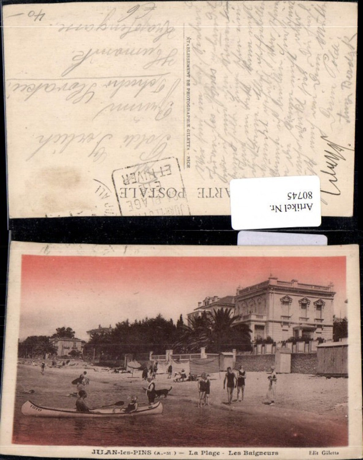 80745,Juan les Pins La Plage Les Baigneurs Strand Ruderer Schwimmer